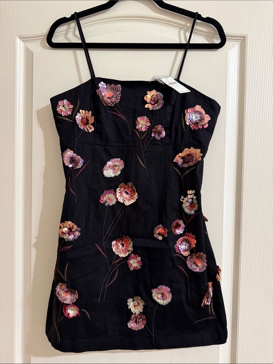 Anthropologie Dresses & Skirts - NWT Anthropologie Black Floral Embroidered Spaghetti Strap Dress